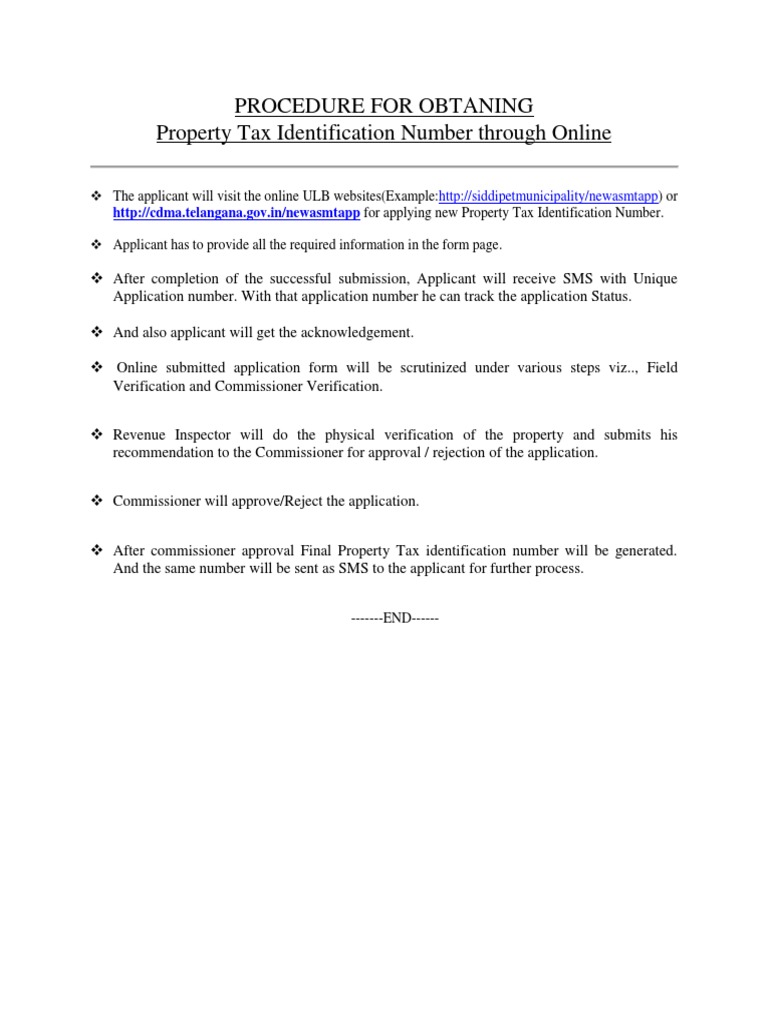 A StepbyStep Guide to Obtaining a Property Tax Identification Number Online PDF Government