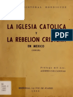La Iglesia Catolica y La Rebelion Cristera en Mexico 1960 PDF