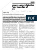 Siv G.E. Andersson Et Al. The Genome Sequence of Rickettsia Prowazekii and The Origin of Mitochondria PDF