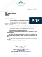 Carta Prestación de Servicios