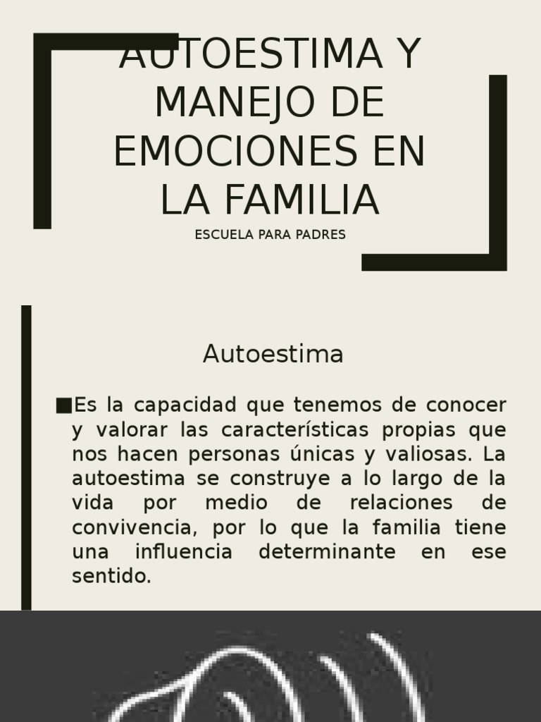Autoestima y Manejo de Emociones en La Familia | PDF | Crecimiento ...