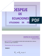 Despeje ecuaciones física