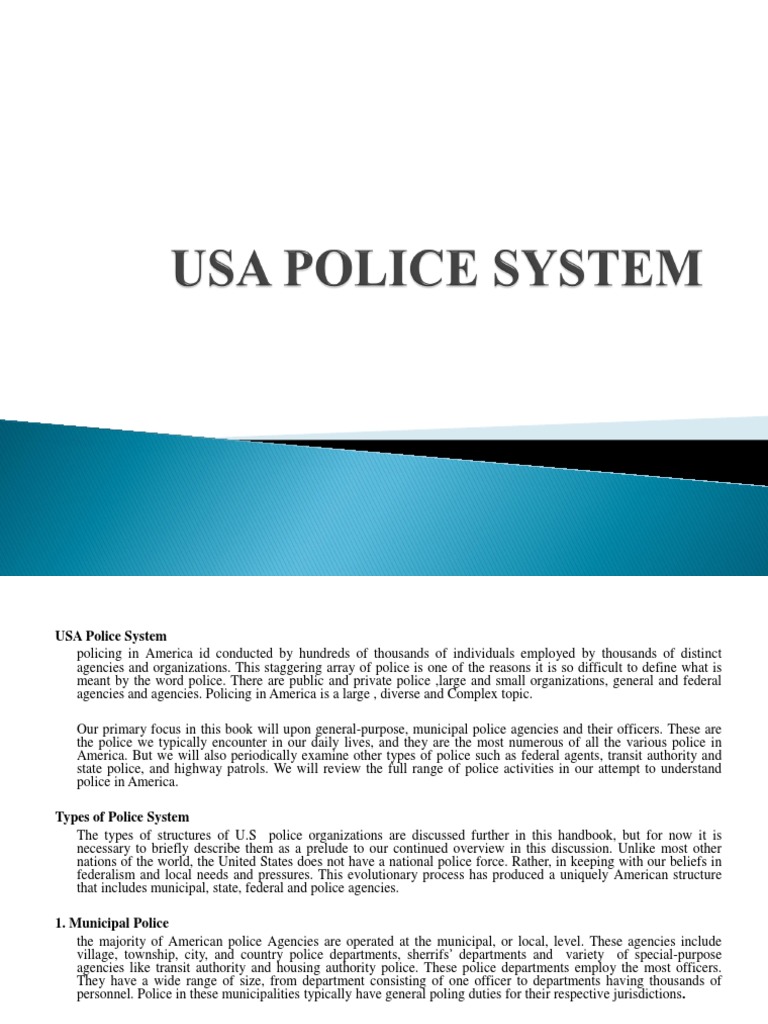 Usa Police System PDF Sheriffs In The United States Police Officer