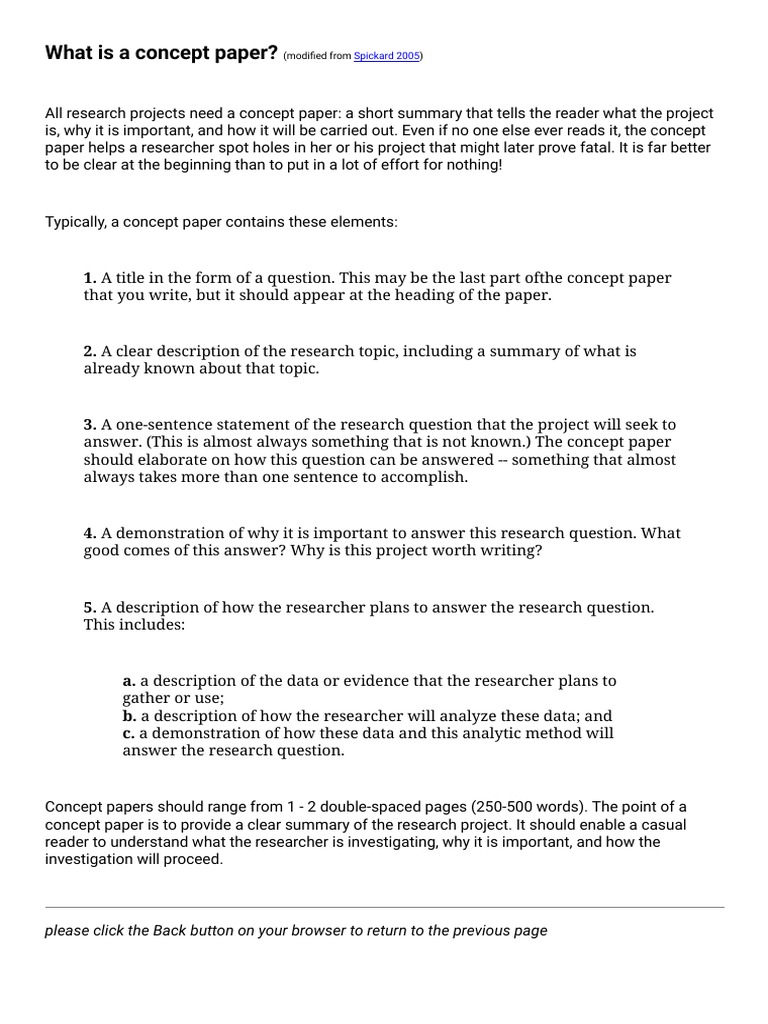 The Concept Paper | PDF