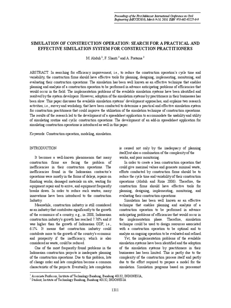 Effective Simulation in Construction Operations | PDF | Computer ...