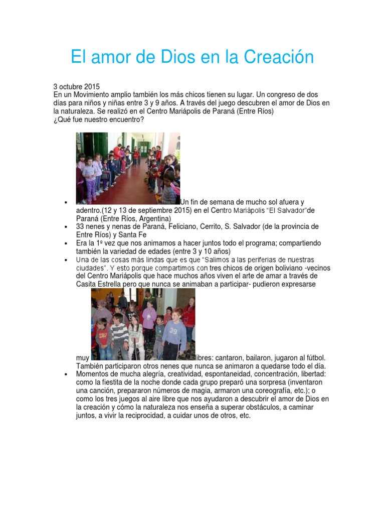 Amor de Dios en la Creación para Niños | PDF | Amor | Jesús