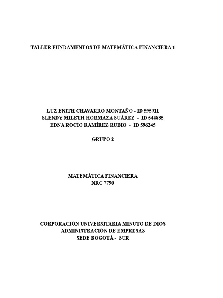 Fundamentos de Matemática Financiera 1 | PDF | Finanzas Matemáticas ...
