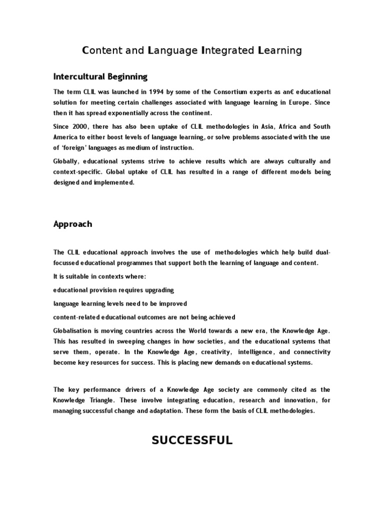 CLIL: Global Language Learning Strategy | PDF