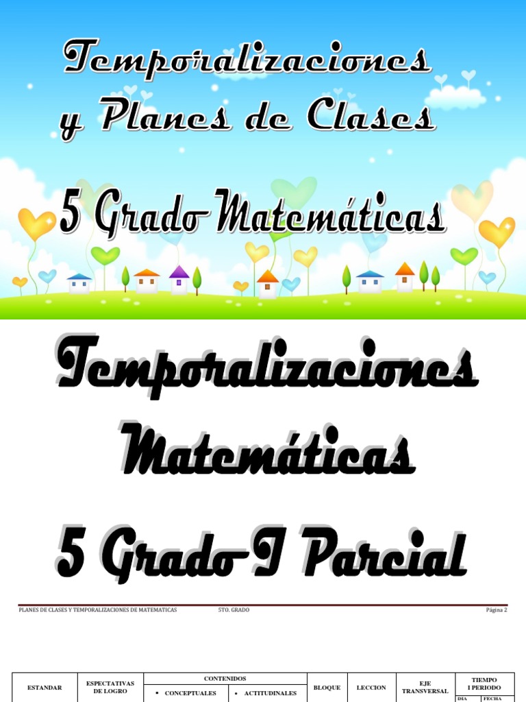 Planes de Clases Matemáticas 5to Grado | PDF | Fracción (Matemáticas ...