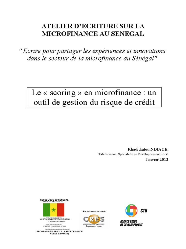 Le Scoring En Microfinance Un Outil De Gestion Du Risque De Credit La Microfinance Risque