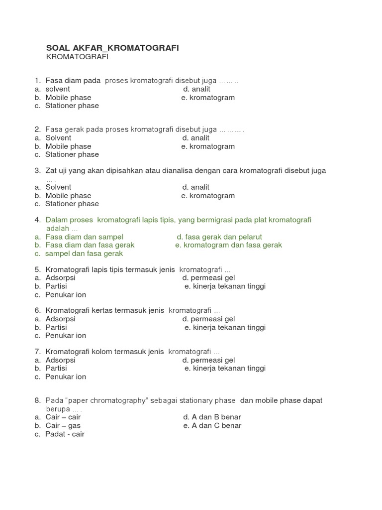 Contoh Soal Kromatografi
