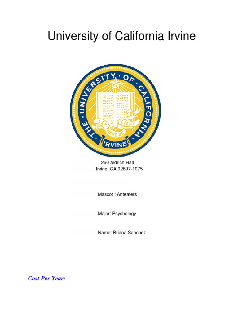 University of California Irvine Cost Per Year PDF Business