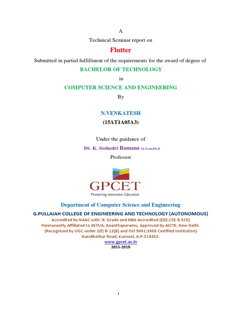 Flutter Seminar Report PDF | PDF | Cross Platform Software | Web ...