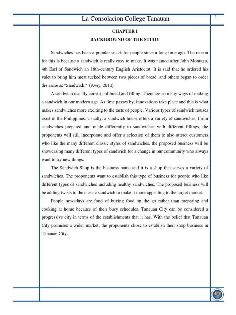 The Sandwich Shop Business Plan PDF Feasibility Study Supply And