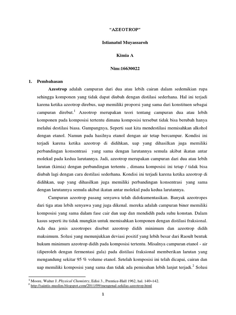 Pemahaman Azeotrop dalam Kimia | PDF
