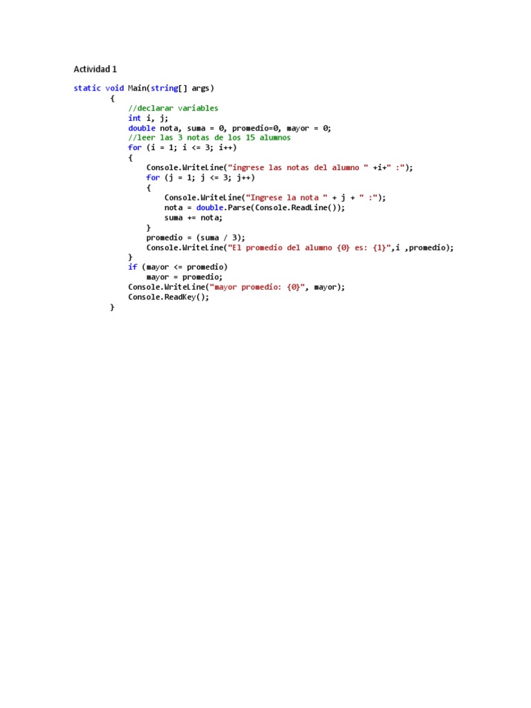 C# Program for Student Grade Average | PDF | Computer Programming ...