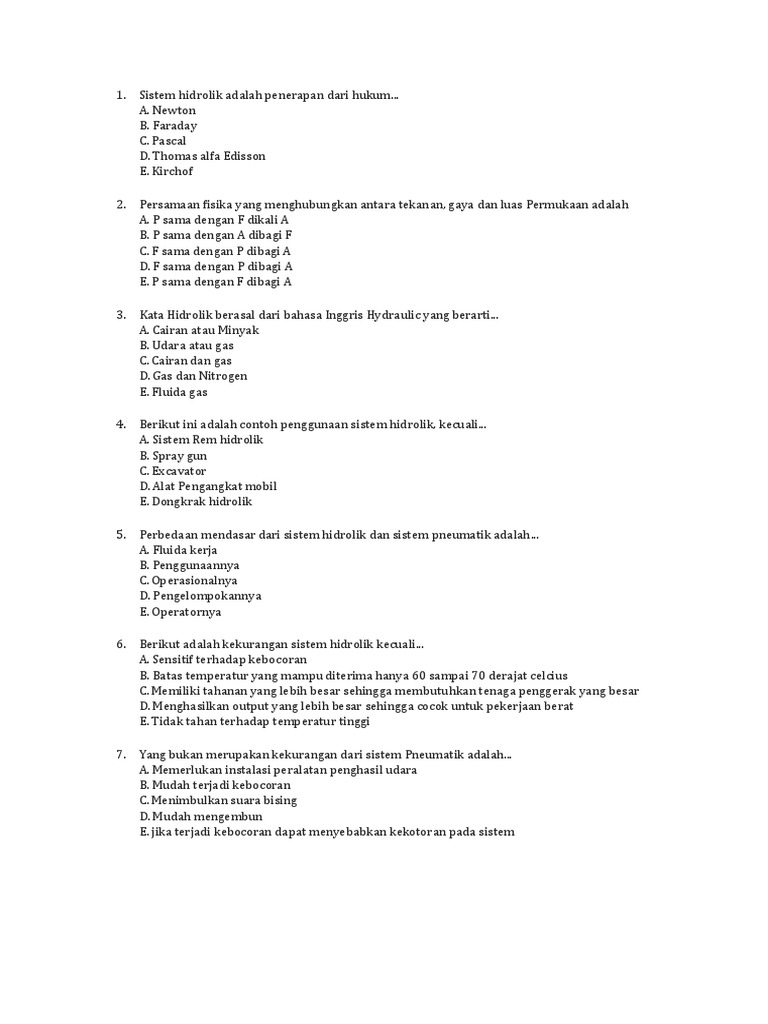 Soal Hidrolik Pneumatik Pdf