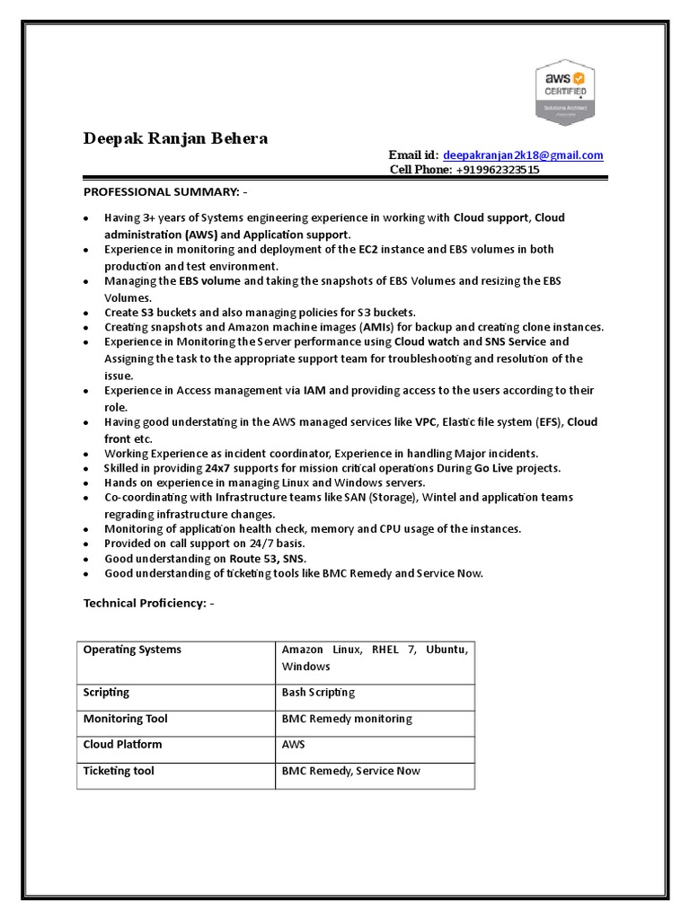 AWS Systems Engineer Resume | PDF | Cloud Computing | Digital Technology