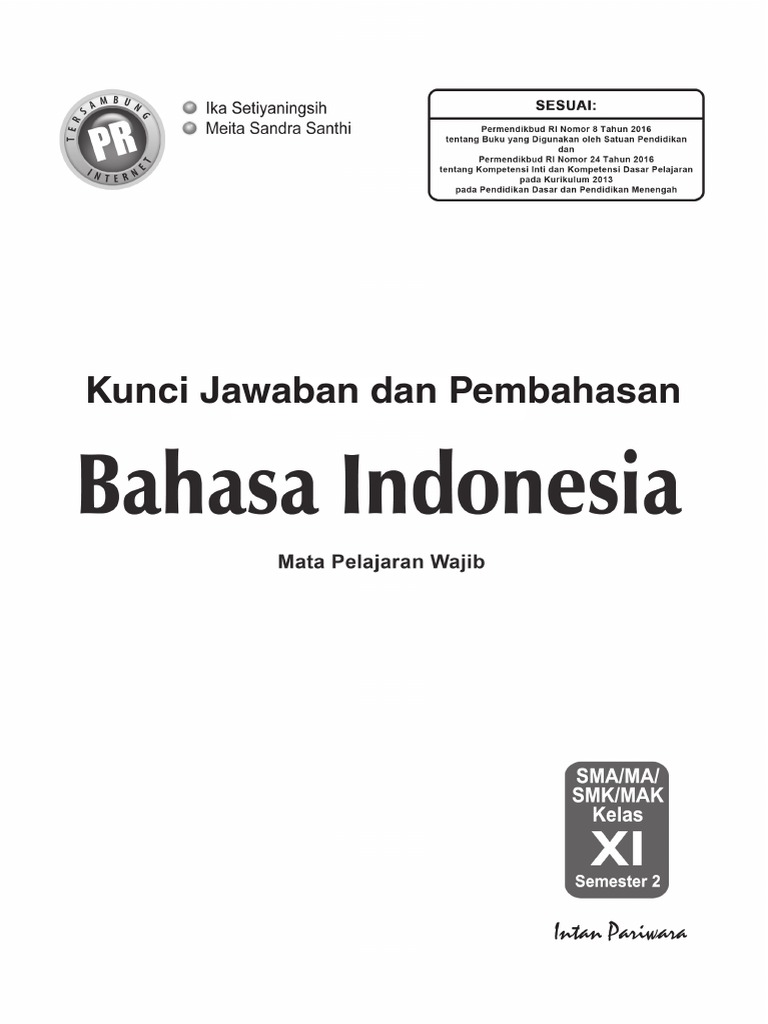 Kunci Jawaban Kelas 11 Semester 2 Bahasa Indonesia - Kunci Jawaban Buku