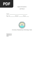 Signals and Systems Lab Manual: University of Engineering & Technology, Taxila