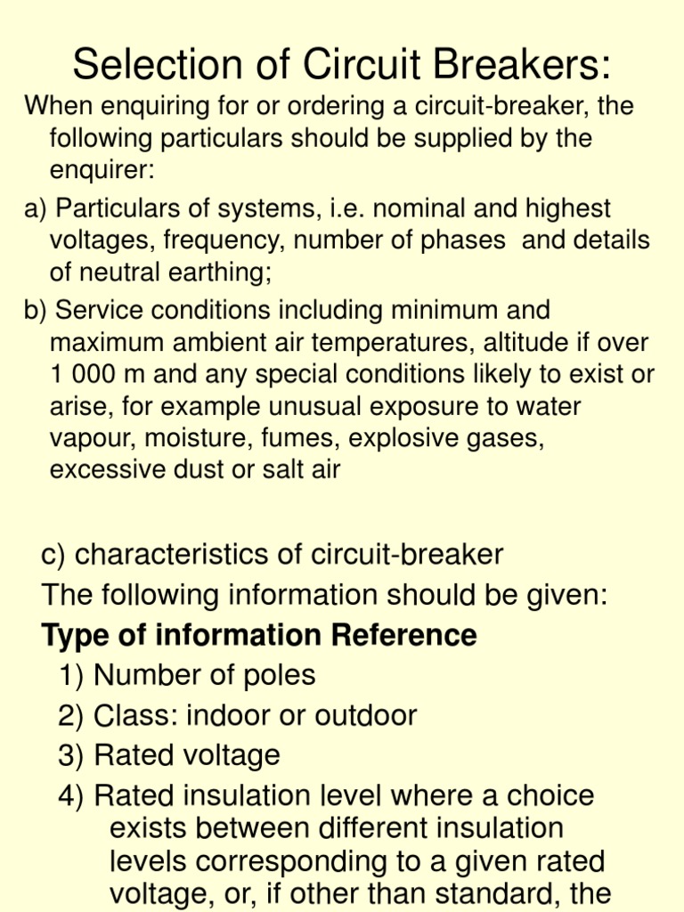 Selection of Circuit Breakers PDF Capacitor Components