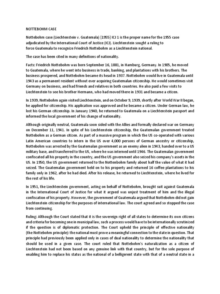 Nottebohm Case Digest PDF International Law Justice