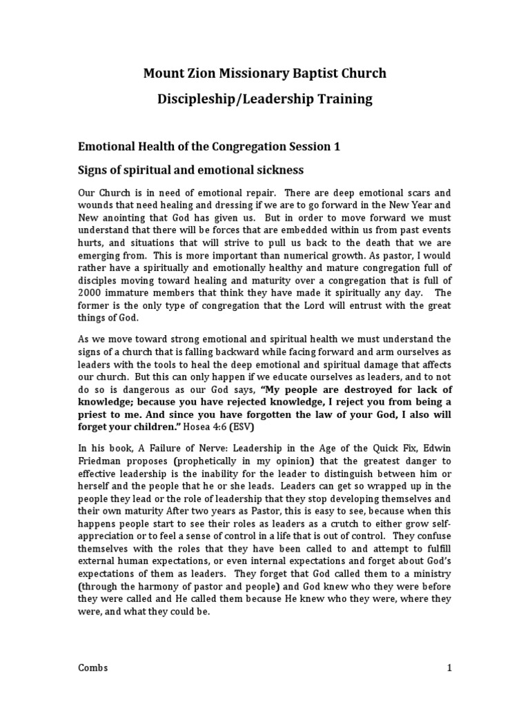 Mount Zion Missionary Baptist Church Discipleship/Leadership Training ...