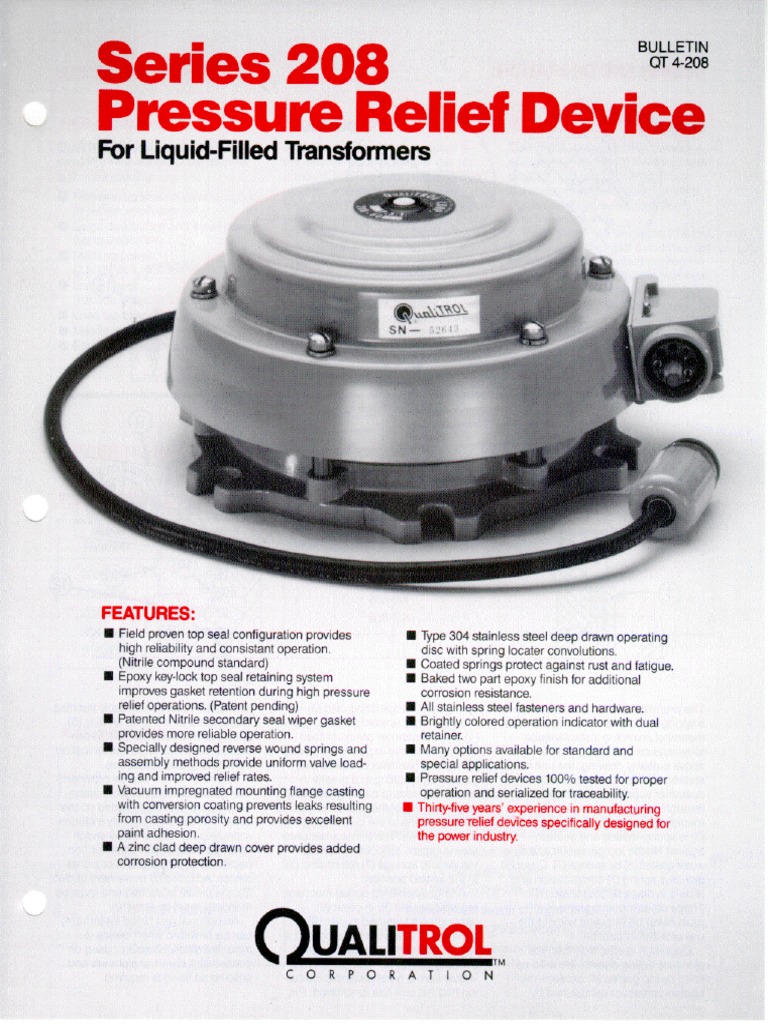 Qualitrol Pressure Relief Device 208216 Series PDF