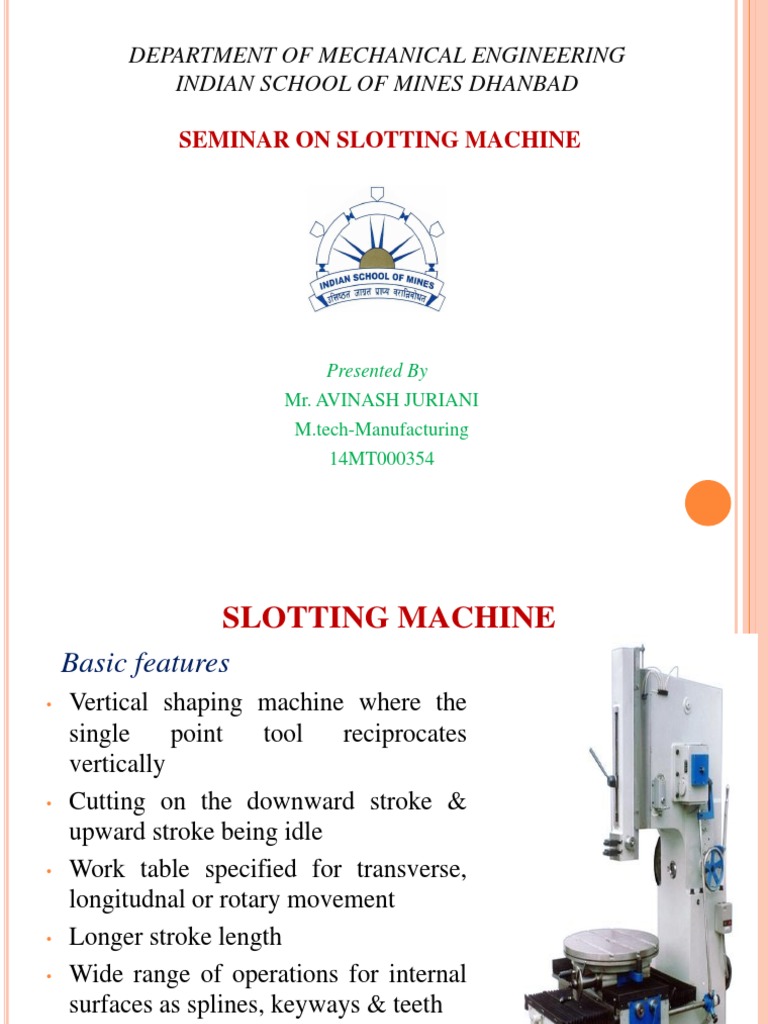 Overview of Slotting Machine Operations | PDF | Gear | Machines