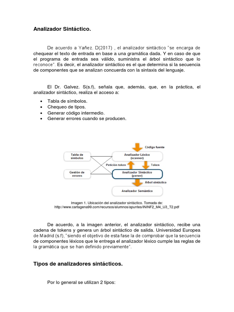 Analizador Sintáctico Sintaxis Informática