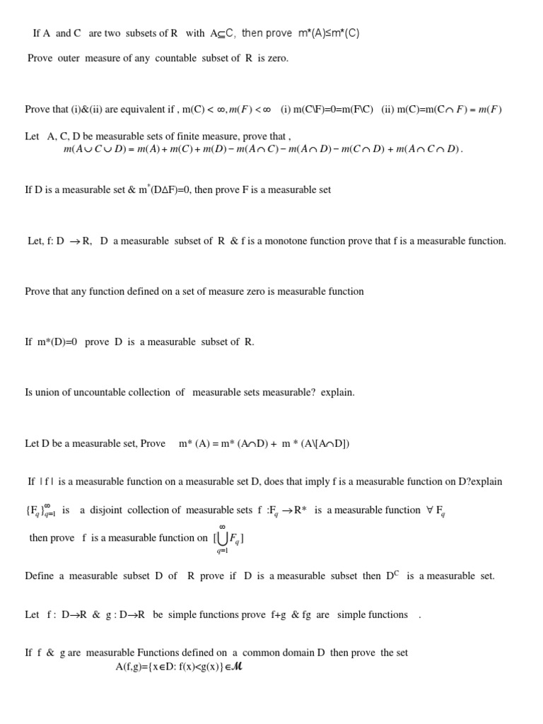 Mca Measure Mathematics Lebesgue Integration