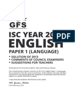 ISC 2013 English Language Paper 1 Solved Paper PDF