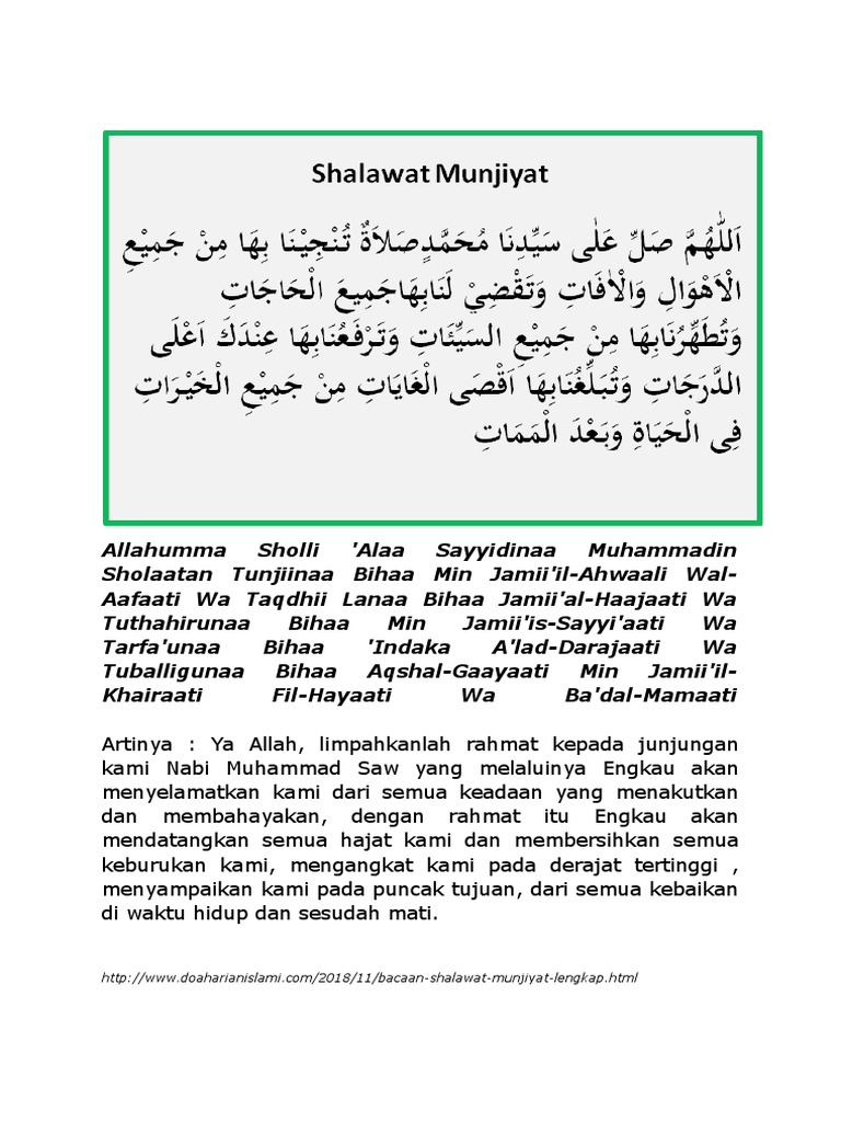 Shalawat Nariyah Dan Shalawat Munjiat