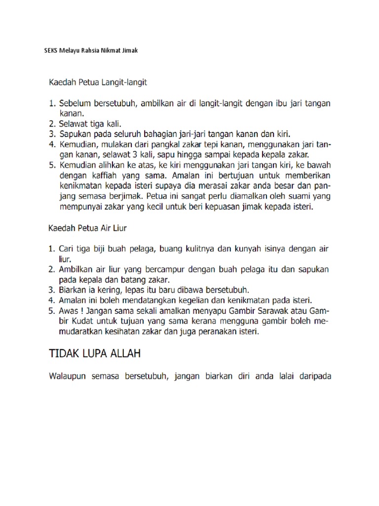Seks Melayu Rahsia Nikmat Jimak Pdf