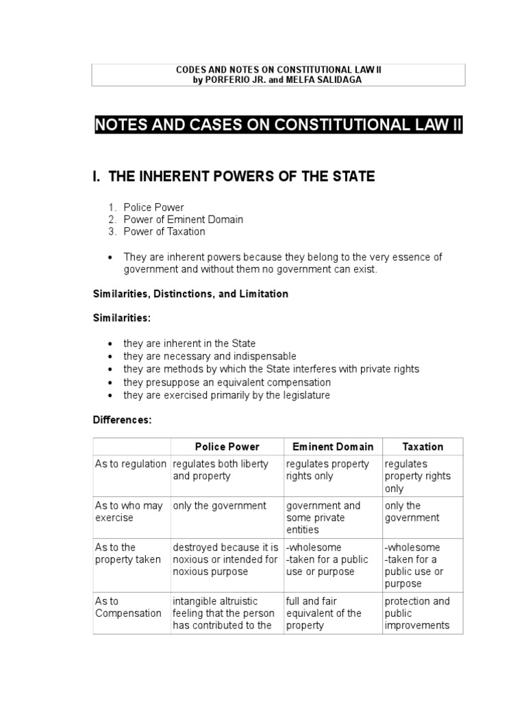 Inherent Powers of the State Explained | PDF | Eminent Domain | Search ...