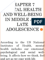 Mental Health and Well-Being in Middle and Late Adolescence