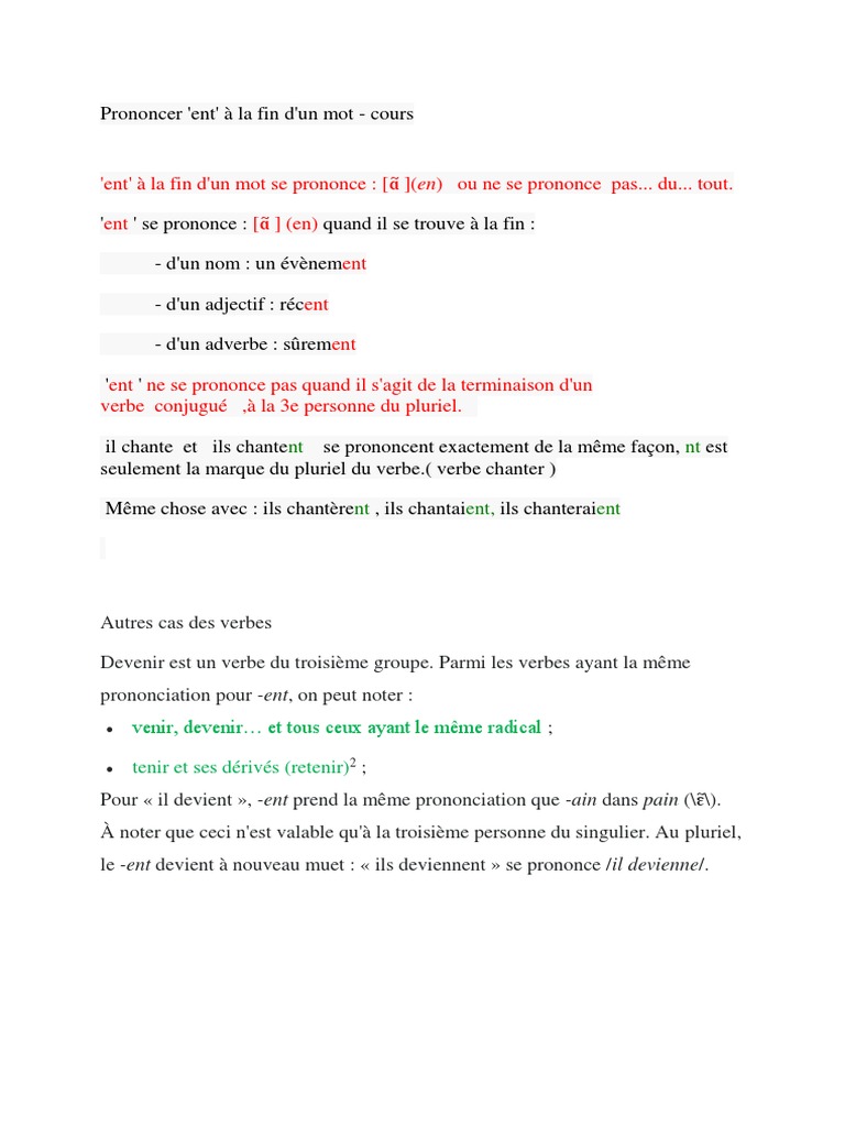 Prononciation de 'ent' en fin de mot | PDF | Art | Poésie