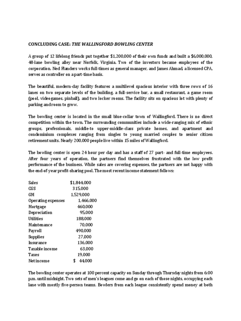 Wallingford Bowling Center PDF Brainstorming Decision Making