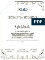 Certificate of Attendance: Sophy Librando