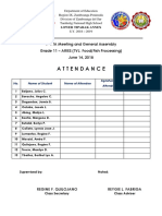 PTA Meeting Attendance 2018 - 2019