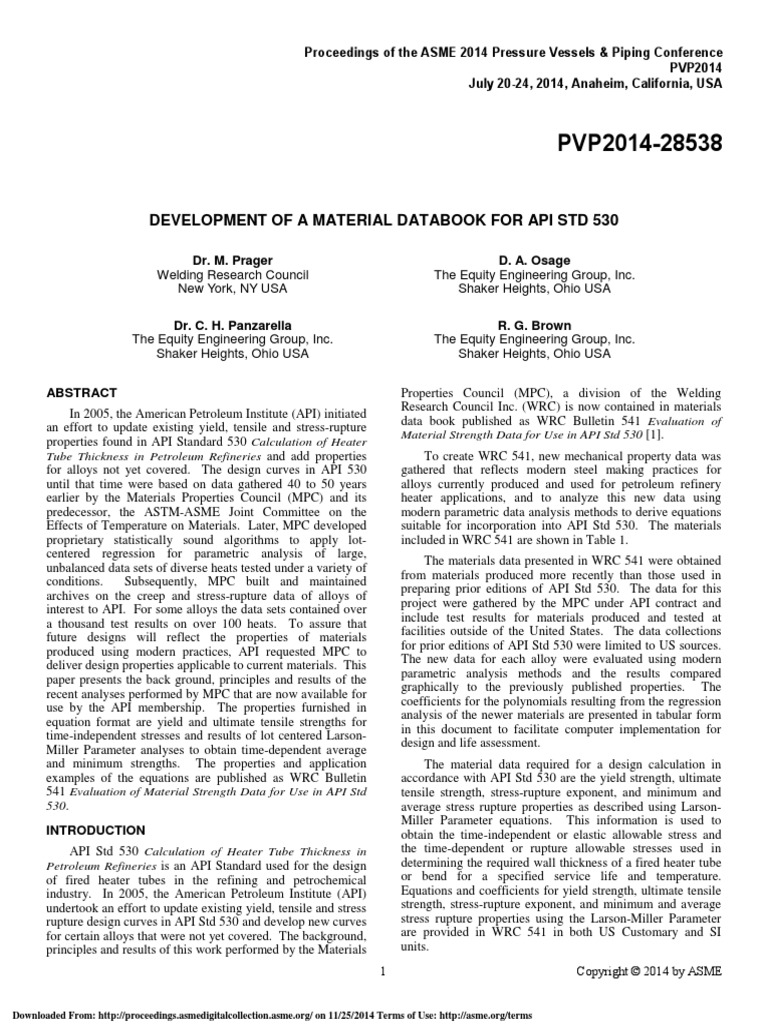Development of A Material Databook For Api STD 530 | PDF | Strength Of ...