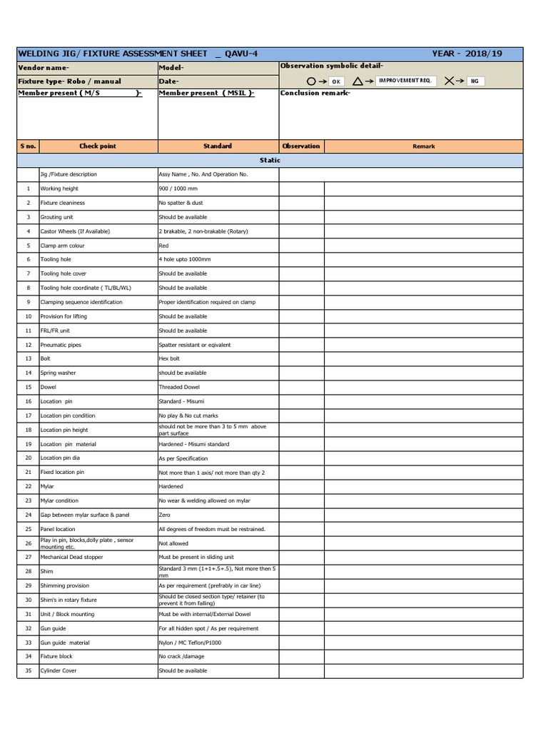 Welding Jig Assessment Sheet Screw Electrical Wiring