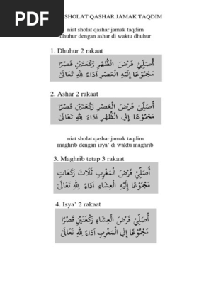 Niat Sholat Qashar Jamak Taqdim Pdf
