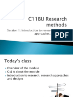 Session 1: Introduction To Research, Research Approaches and Designs