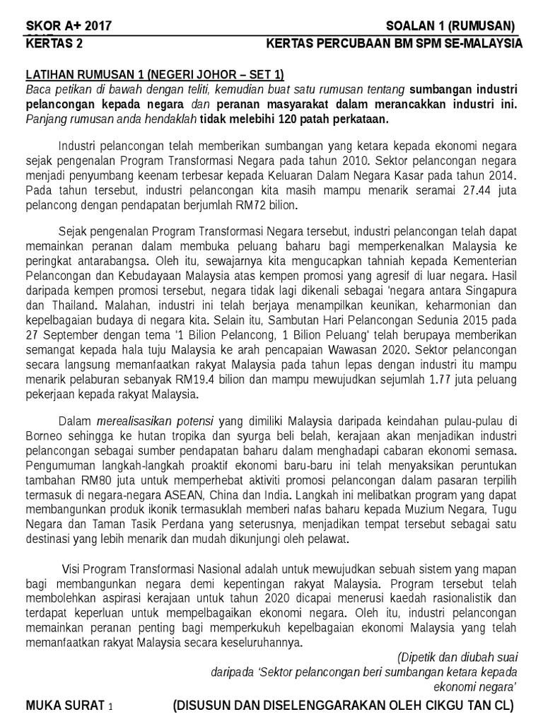 Kertas 2 25 Set Soalan Skema Kompilasi Soalan Rumusan Percubaan Spm 2017 Se Malaysia