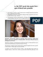 Katie Bouman Algorithm Enabled First Black Hole Photo