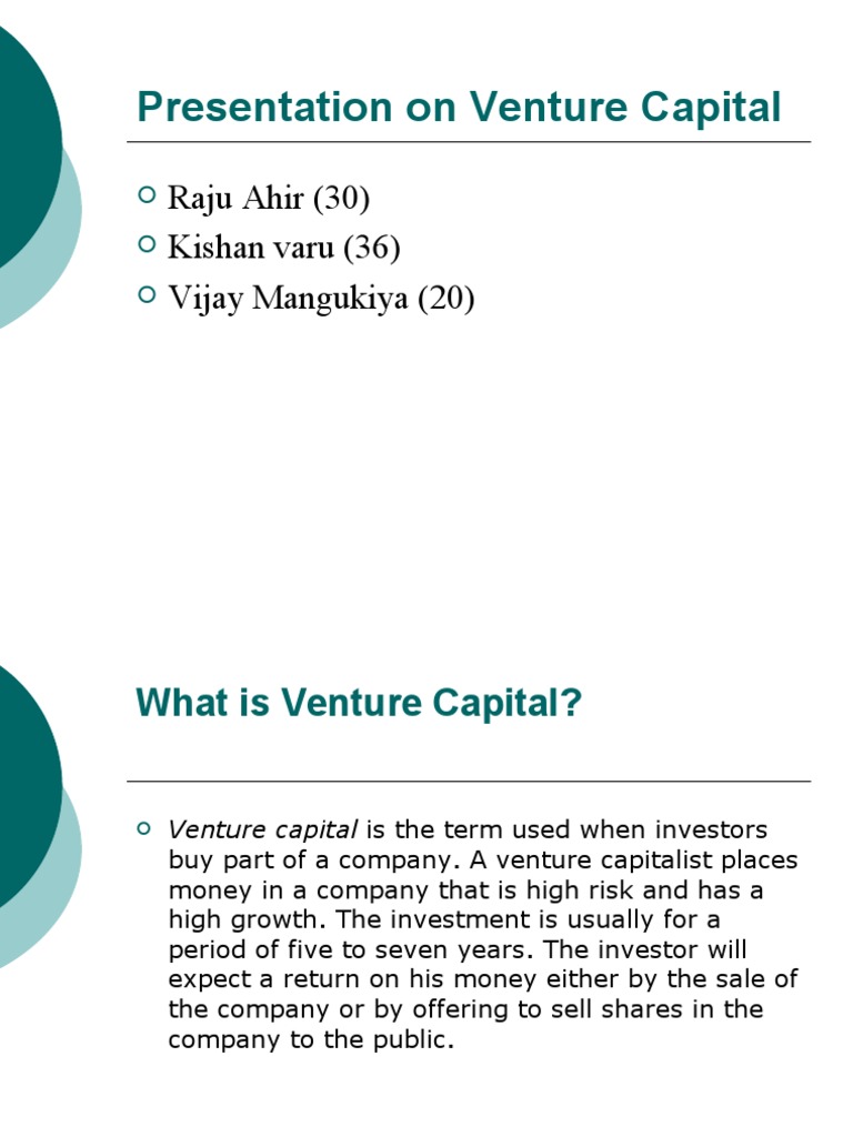 Venture Capital Presentation Pdf Venture Capital Corporate Finance