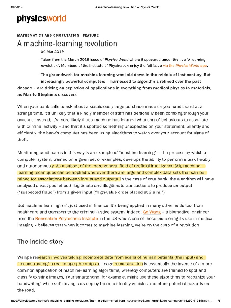 A Machine Learning Revolution | PDF