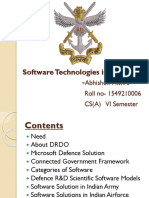 Software Technologies in Defence: Abhishek Mishra Roll No-1549210006 CS (A) VI Semester