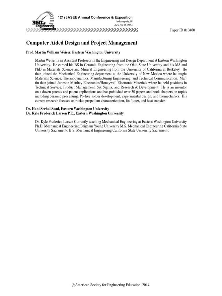 ASEE2014 CAD Proj MGMT Draft - Final | PDF | Project Management ...